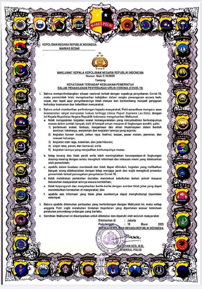 Maklumat Kapolri / Istimewa