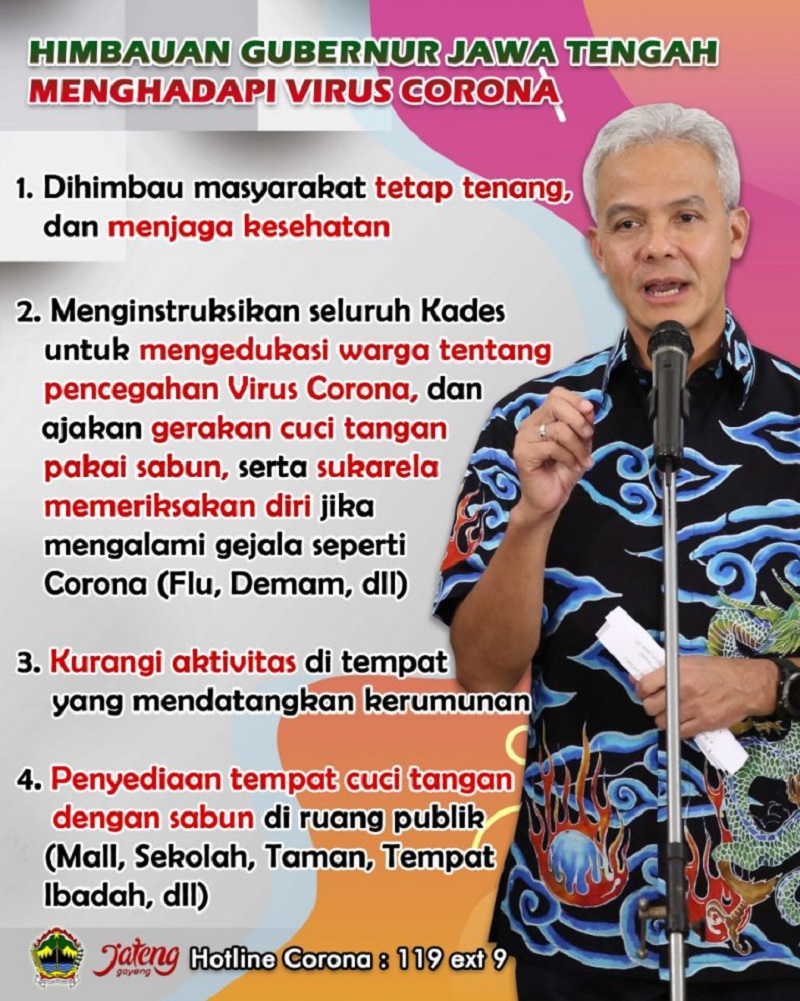 Flayer himbauan gubernur Jawa Tengah menghadapi virus corona / istimewa