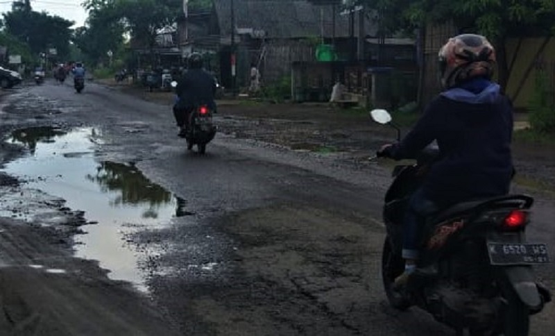 Kondisi kerusakan ruas jalan Pati-Gabus, Km. 3-4, Kamis (27/2/2020) / Istimewa