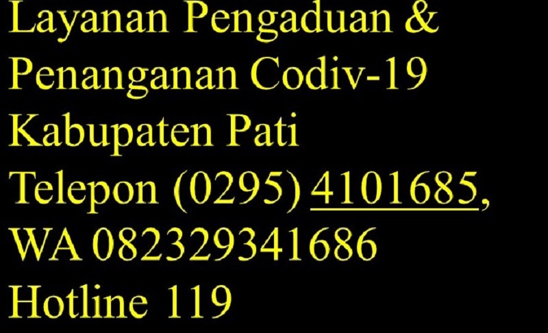 Pengaduan dan Hotline Corona Pemkab Pati / Clakclik.com